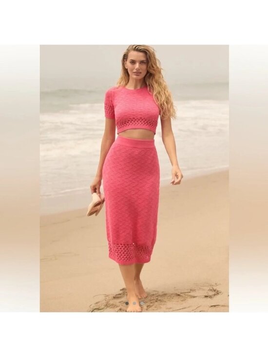 Peixoto Dresses & Skirts - NWT Anthropologie Peixoto Leni Knit Midi Skirt Pink Sz Small